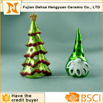 Plating Ceramic Christams Tree Candle Holder, Christma Decoration